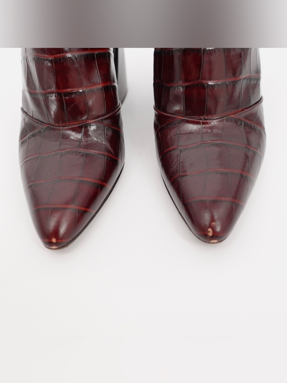 Chloé Croc Embossed Slingback Mule Block Heel Burgundy EU 38 - Picture 4 of 9